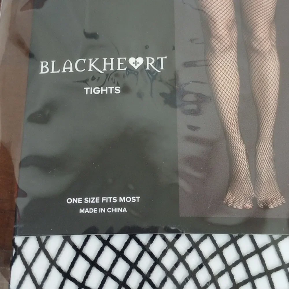 Hot Topic Blackheart Fishnet Tights, BNWT, One Size
